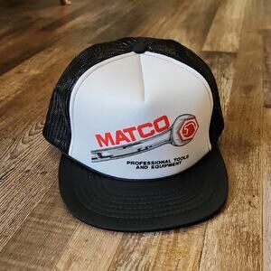 Vintage Matco Tools  Equipment Mens Black  White Trucker Hat Mad Hatter One Size
